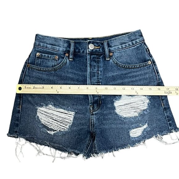 Pacsun Ultra High Rise Vintage Short Size 25 Button Fly Raw Hem Jean Shorts - Picture 6 of 11